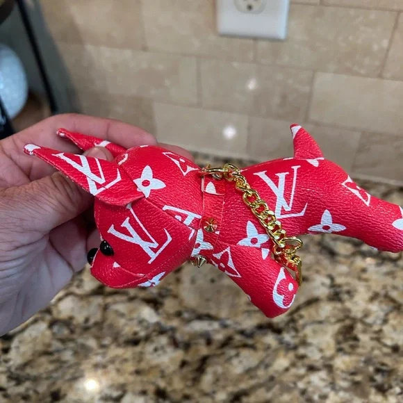 Dog Fashion Plush Key Chain or bag charm New - Picture 4 of 4